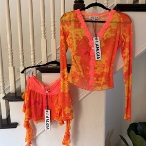 I.AM.GIA Vibrant Orange and Yellow Lace Outfit